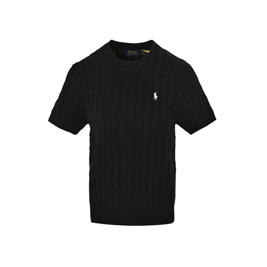 Ralph Lauren Women's Pony Embroidered Cable Knit Short Sleeve