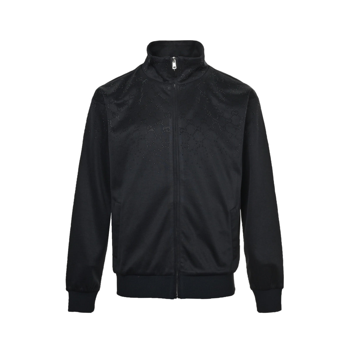 Gucci Shoulder Sequin GG Decorated with Crystal Stand Collar Zipper Jacket