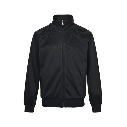 Gucci Shoulder Sequin GG Decorated with Crystal Stand Collar Zipper Jacket
