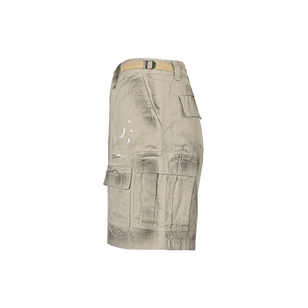 Balenciaga 24ss hand-painted dirty plaid fabric pocket denim shorts