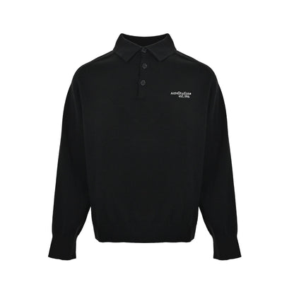Acne Studios small logo embroidered knitted Polo sweater