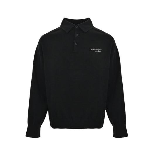 Acne Studios small logo embroidered knitted Polo sweater