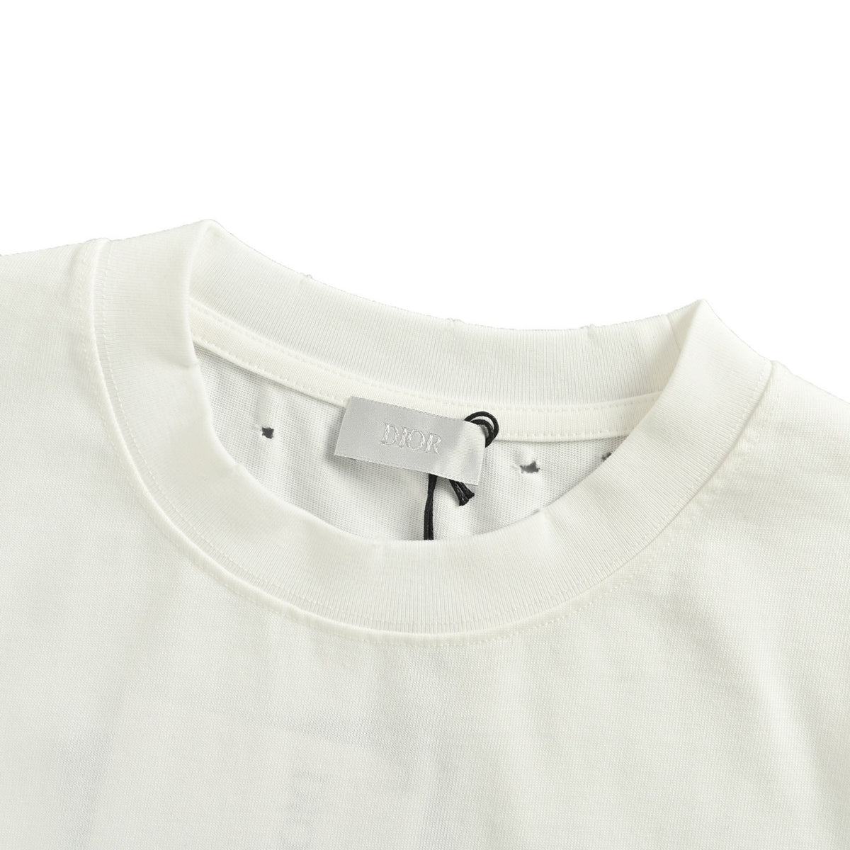 Dior 25ss lily of the valley print distressed hole short sleeves