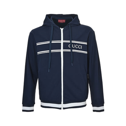 Gucci G letter tape zipper hooded jacket