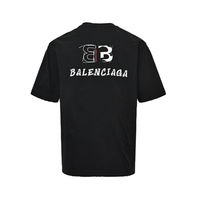 Balenciaga double B embroidered short sleeves on the front and back