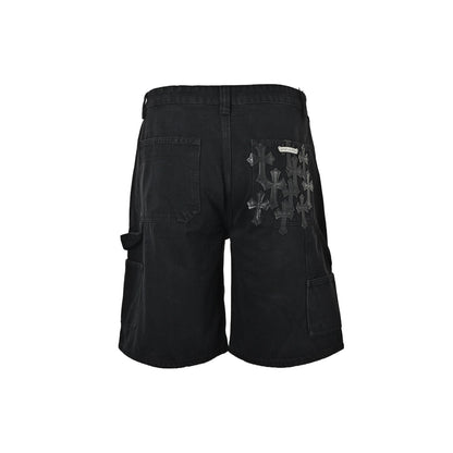 Chrome Hearts/Chrome Heart leather label cross denim shorts