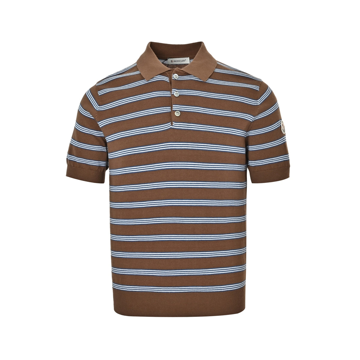 Moncler/mask brown striped knitted Polo short sleeves