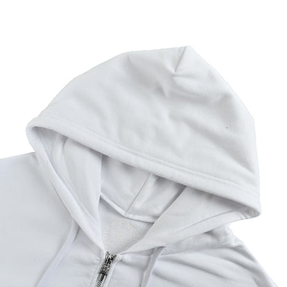 Chrome Hearts/Chrome Heart blue printed zipper hooded sweatshirt jacket