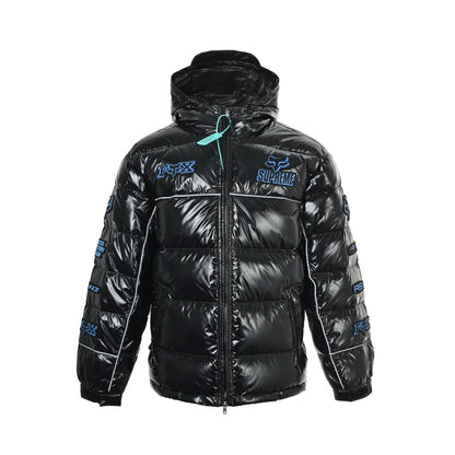 Supreme co-branded patch logo hooded down jacket