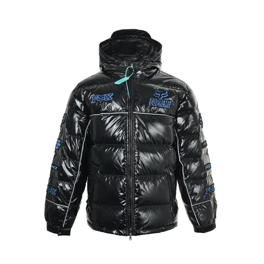 Supreme co-branded patch logo hooded down jacket