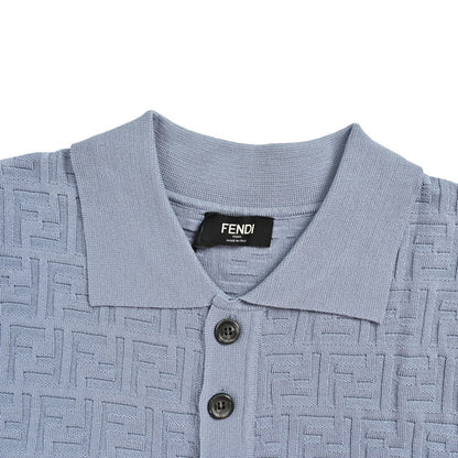 Fendi FF dark pattern all-over printed knitted Polo short sleeves