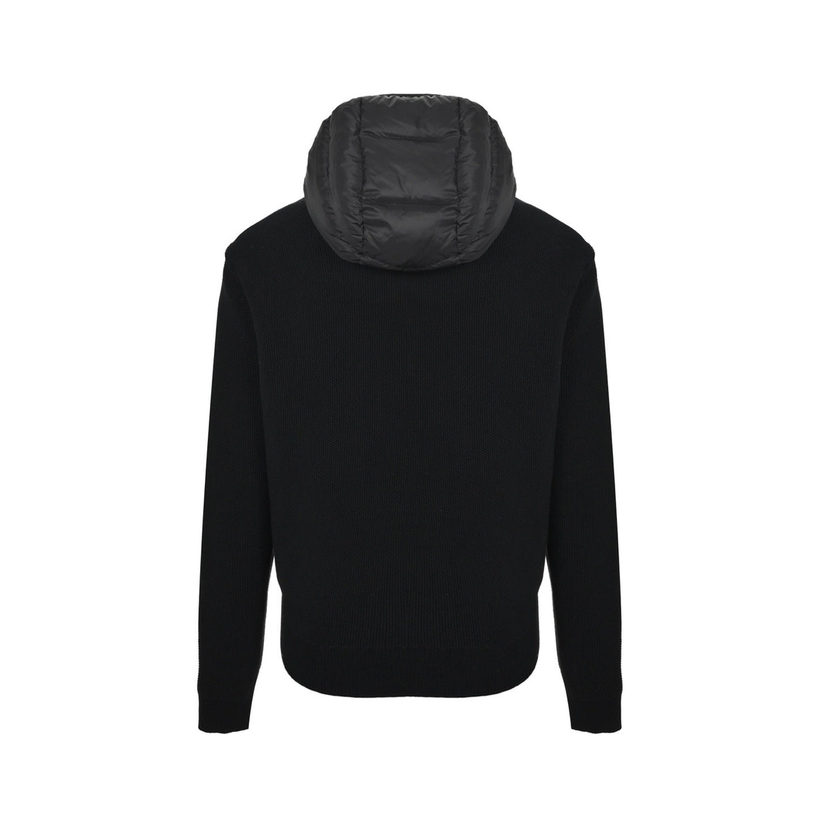 Moncler/hooded brim embroidered wool patchwork hooded down jacket