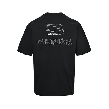 Balenciaga patchwork contrast color washed hole short sleeves