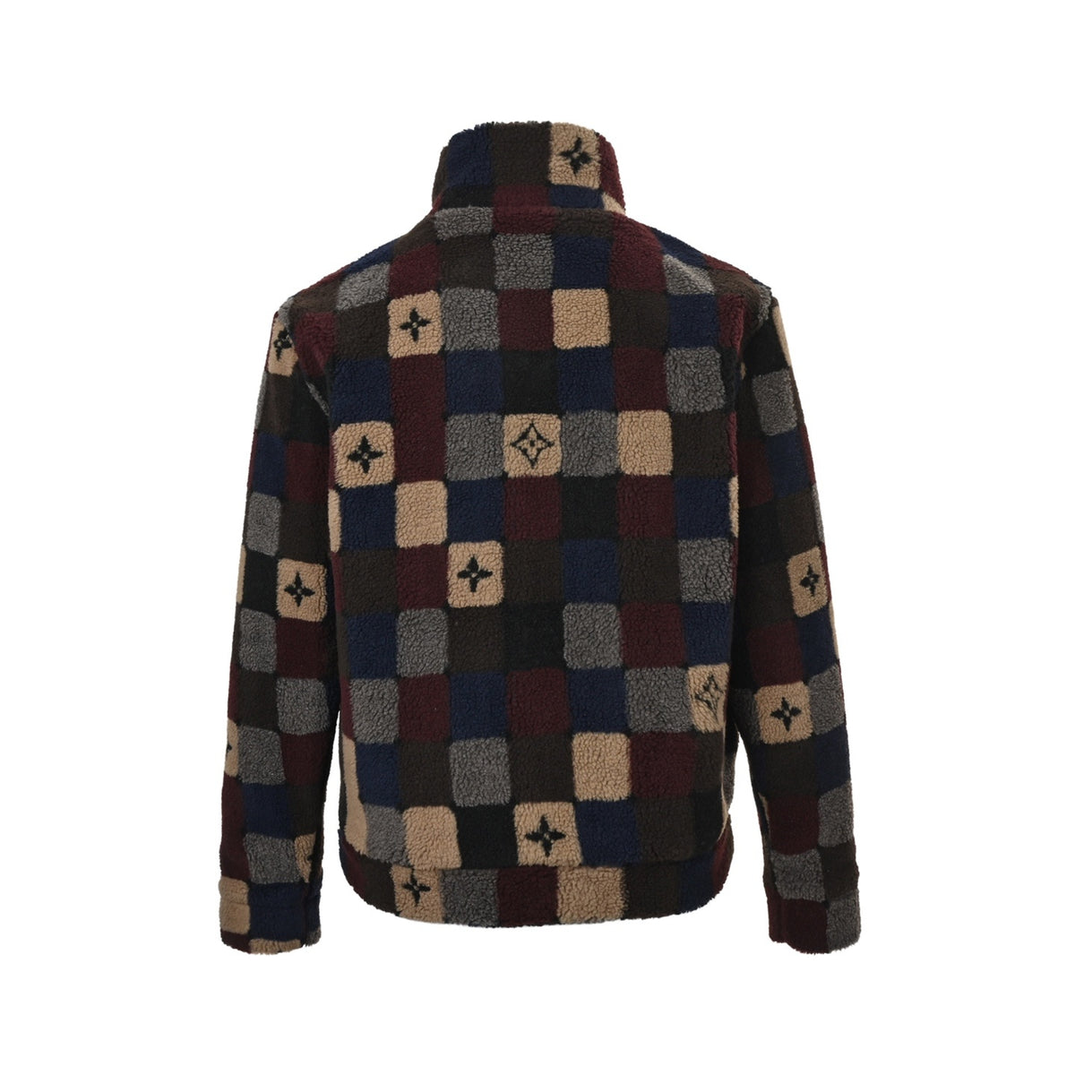 Louis Vuitton 25Fw color-blocked checkerboard sherpa jacket