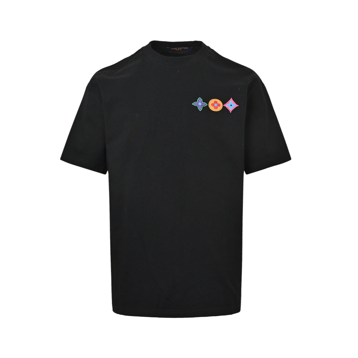 Louis Vuitton colorful three-flower embroidered short sleeves