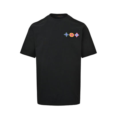 Louis Vuitton colorful three-flower embroidered short sleeves