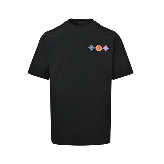 Louis Vuitton colorful three-flower embroidered short sleeves