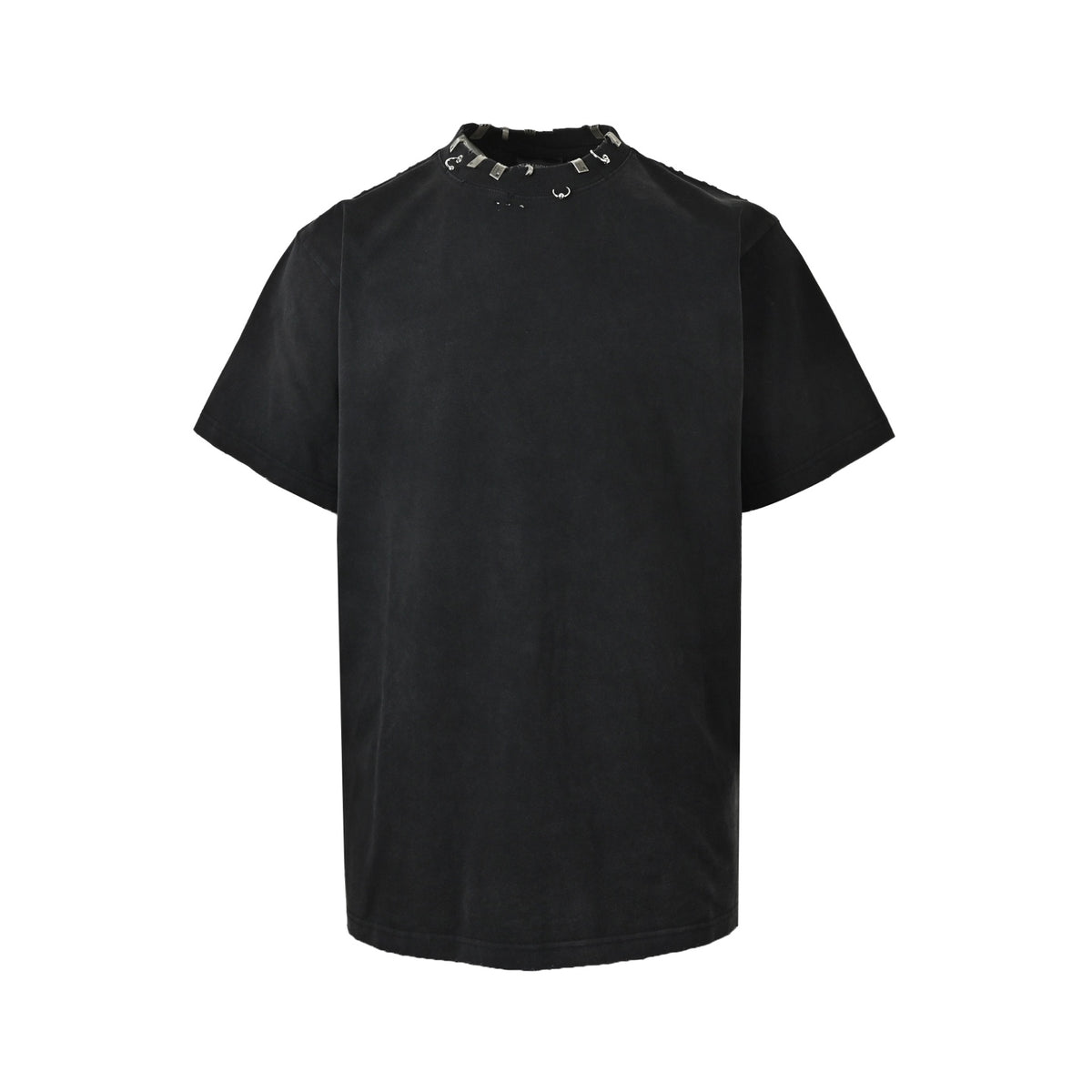Balenciaga/Balanciaga 26ss collar engraved logo metal buckle pierced short sleeves