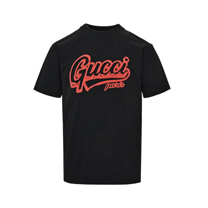 Gucci 26ss red letter printed short sleeves