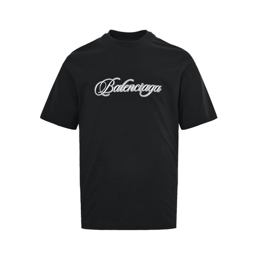 Balenciaga cursive signature letter printed short sleeves