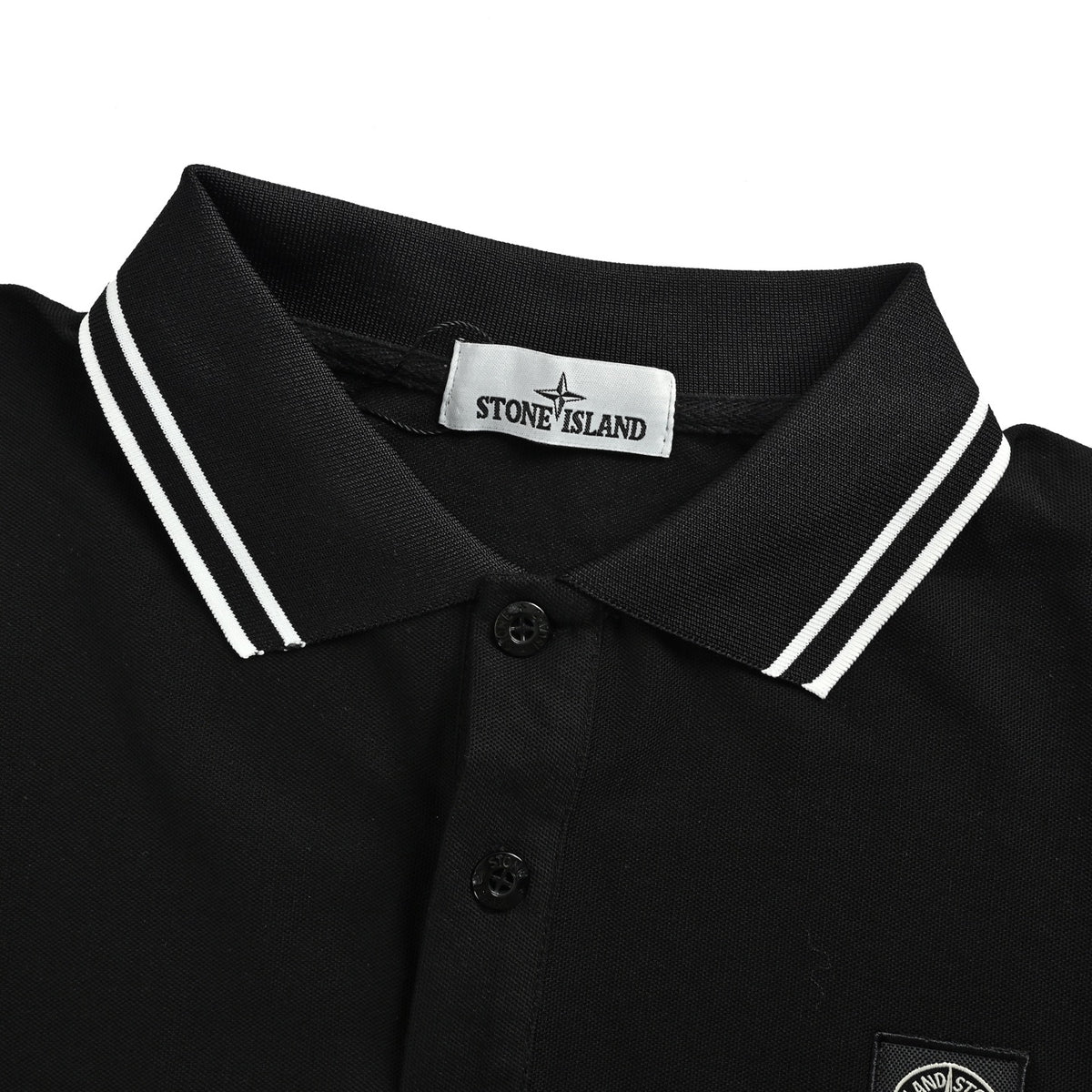 Stone Island compass stripe trim knitted Polo short sleeves
