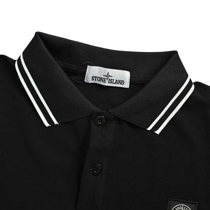 Stone Island compass stripe trim knitted Polo short sleeves