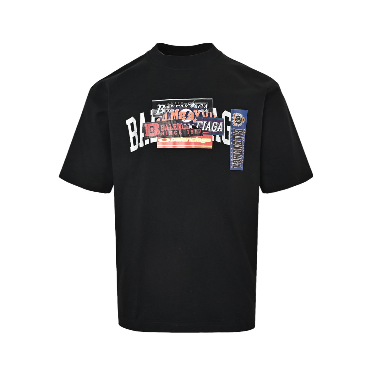 Balenciaga/Balanciaga 26ss stacked label tape printed letter embroidery short sleeves