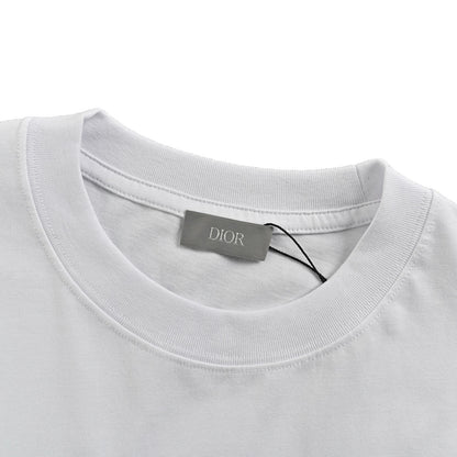 Dior 25ss flocked printed logo short sleeves