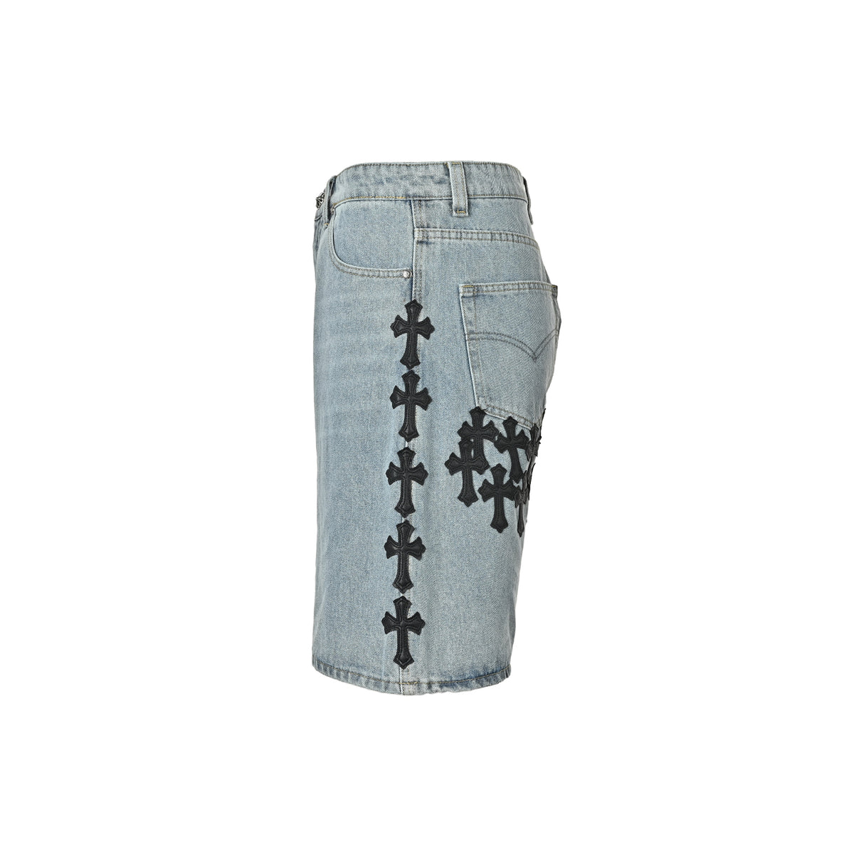 Chrome Hearts/Chrome Heart leather label cross denim shorts