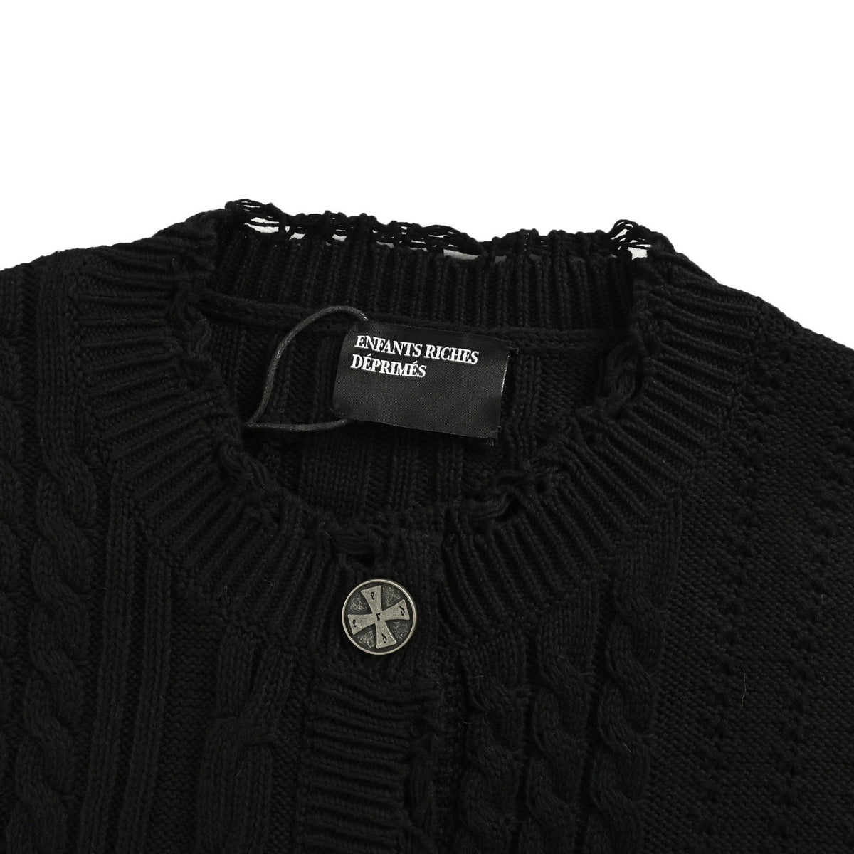 ENFANTS RICCHES DÉPRIMÉS Melancholic rich second generation twist knitted cardigan with holes