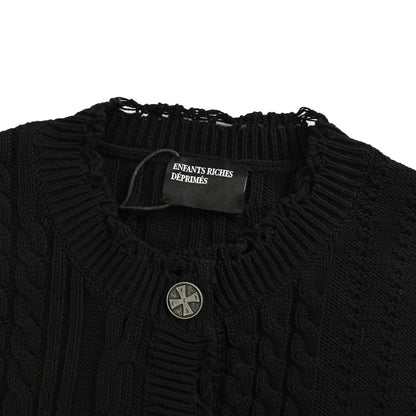 ENFANTS RICCHES DÉPRIMÉS Melancholic rich second generation twist knitted cardigan with holes