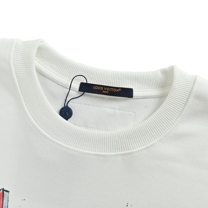 Louis Vuitton 25Fw hand-painted letter logo printed round neck sweatshirt