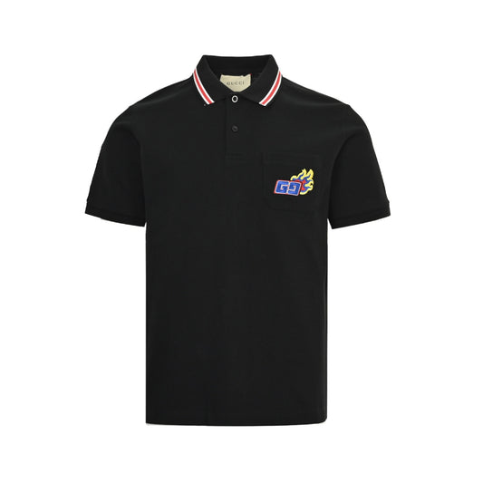 Gucci 24ss Year of the Dragon Limited Pocket Flame Embroidery Polo Short Sleeve