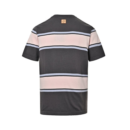 Louis Vuitton 26ss contrasting color patchwork striped knitted short sleeves
