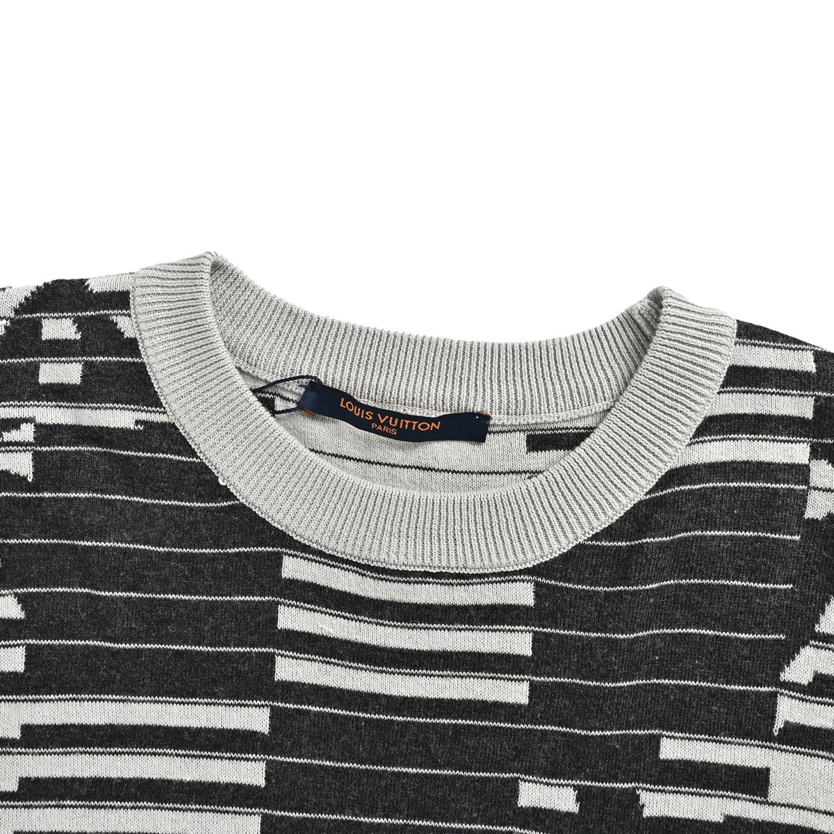Louis Vuitton 26ss striped old flower jacquard knitted short sleeves