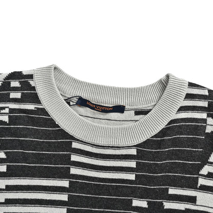 Louis Vuitton 26ss striped old flower jacquard knitted short sleeves