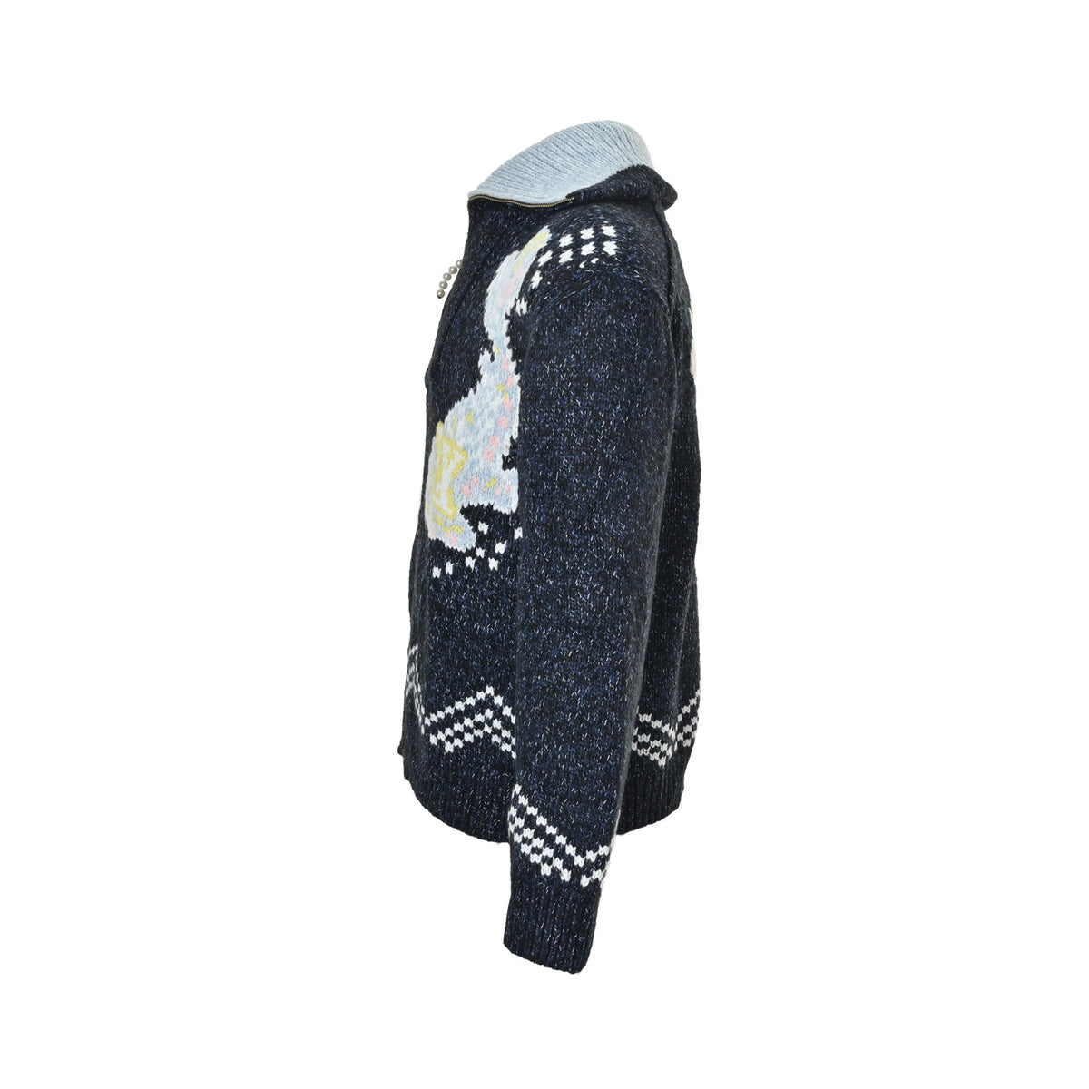 Louis Vuitton 25Fw whale jacquard knit zipper sweater jacket