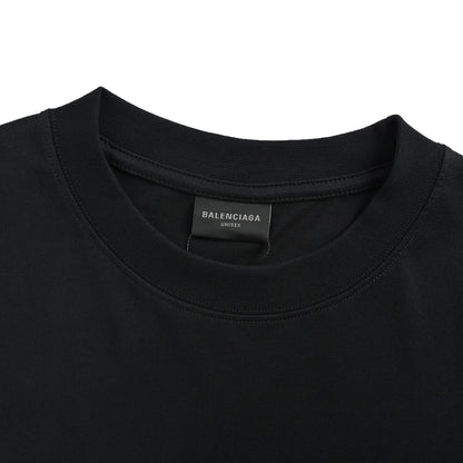 Balenciaga/Balanciaga Gothic Letter No. 18 Cracked Printed Short Sleeves
