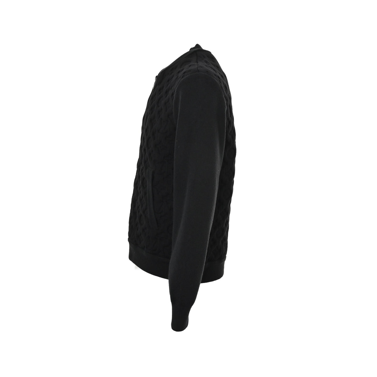 Louis Vuitton old flower embossed wool knitted bomber jacket