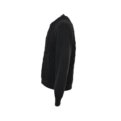 Louis Vuitton old flower embossed wool knitted bomber jacket