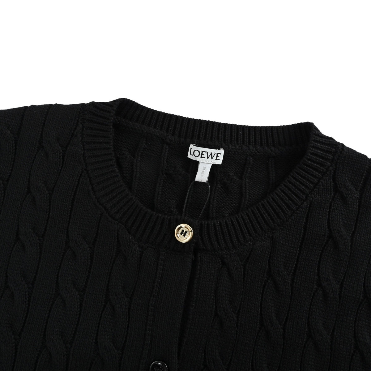 Loewe/Luoyiwei Anagram gold label embroidered cable sweater cardigan