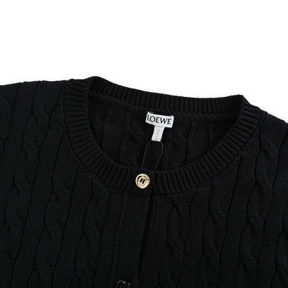 Loewe/Luoyiwei Anagram gold label embroidered cable sweater cardigan