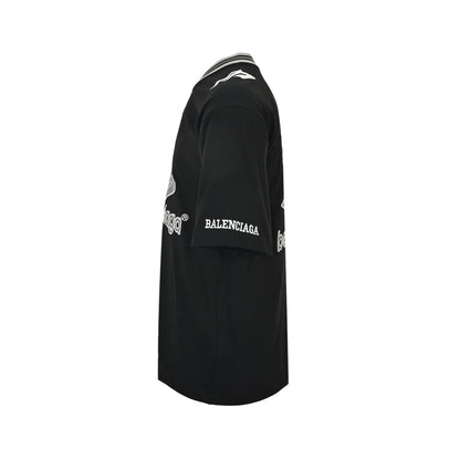 Balenciaga 26ss embroidered logo stitching jersey short sleeves