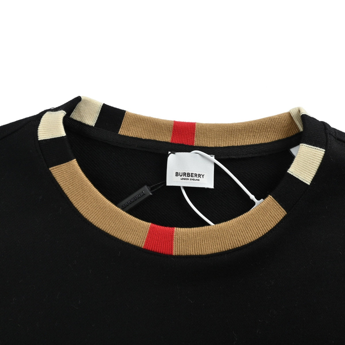 Burberry logo plaid patchwork crew neck sweatshirt