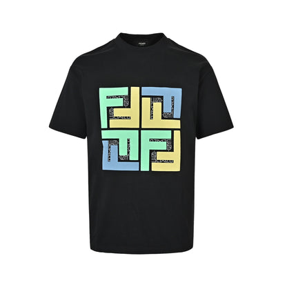 FENDI geometric color matching FF printed short-sleeved black