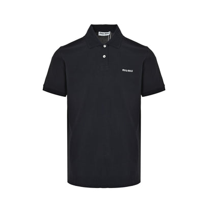 Miu Miu classic logo embroidered Polo short sleeves