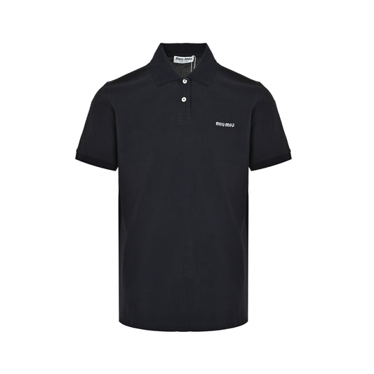 Miu Miu classic logo embroidered Polo short sleeves