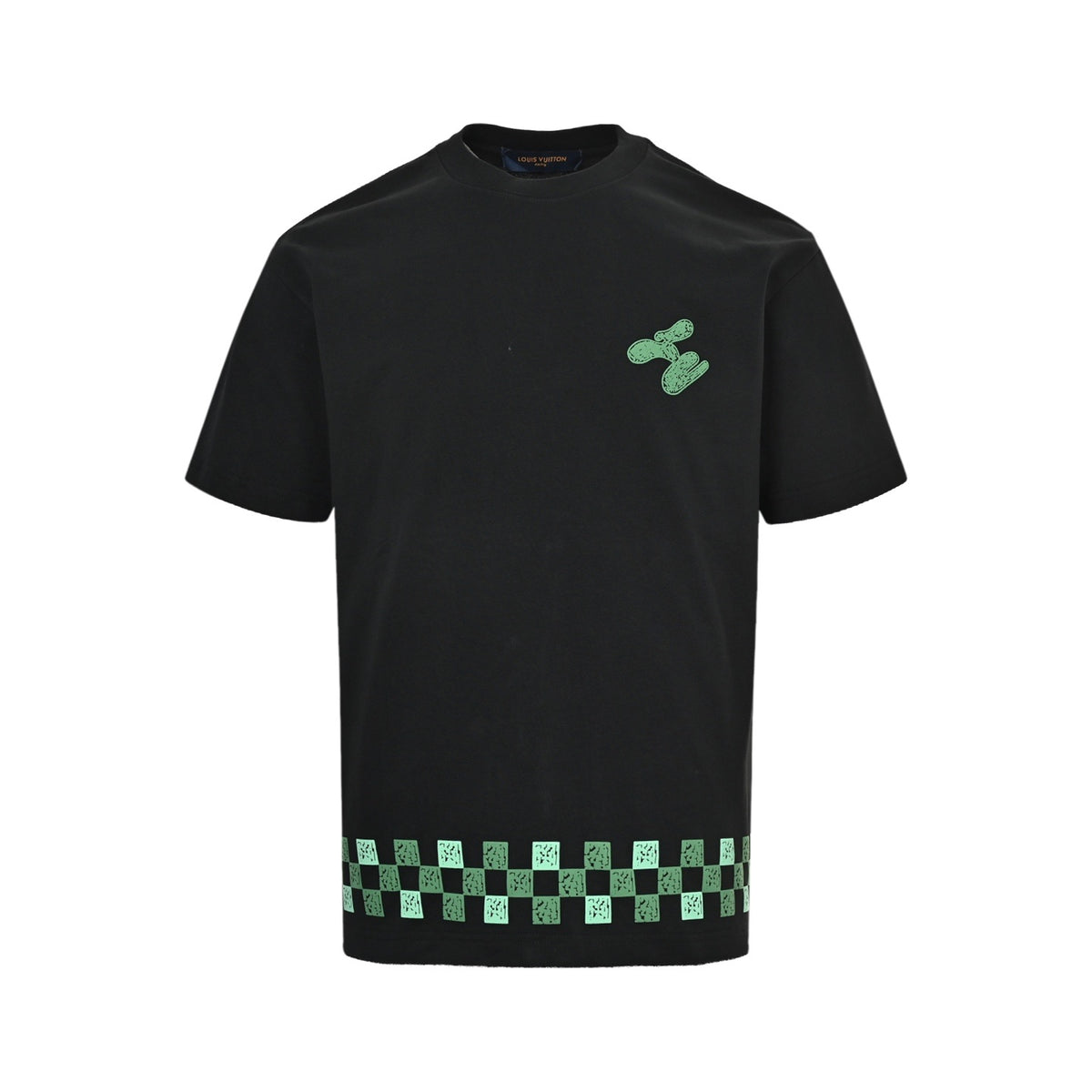 Louis Vuitton hem graffiti checkerboard print short sleeves