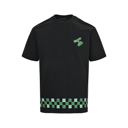 Louis Vuitton hem graffiti checkerboard print short sleeves