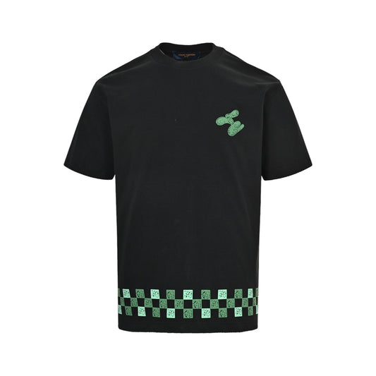 Louis Vuitton hem graffiti checkerboard print short sleeves